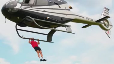 Fitness YouTuber Stan Browney: युट्युबरचा जबरदस्त स्टंट, उडत्या हेलॉकॉप्टरला लटकून काढले Pull-Ups